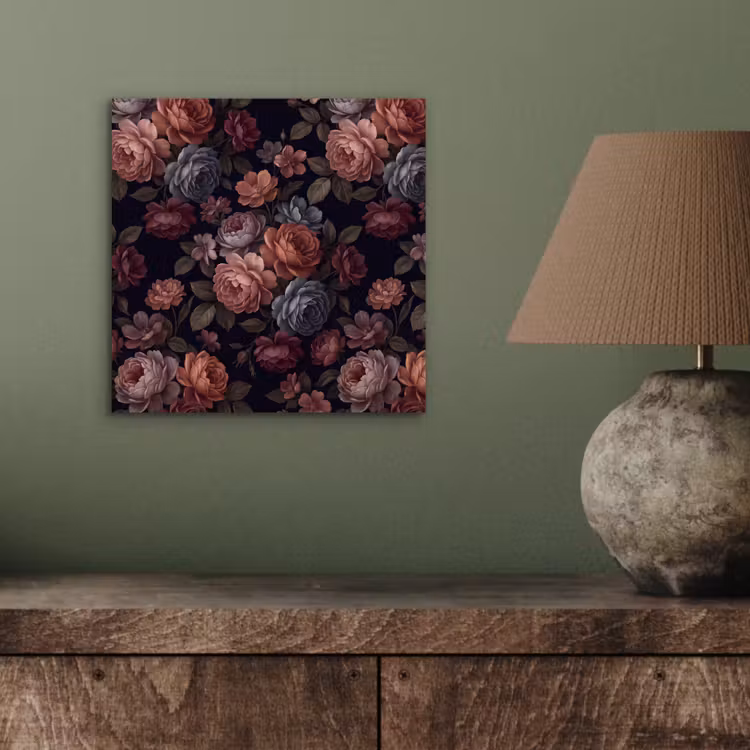 Bloemen - Patroon - Vintage - Donker - Roze aluminium wit klein -sfeer2