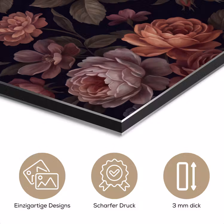 Bloemen - Patroon - Vintage - Donker - Roze aluminium wit klein -closeup_DE