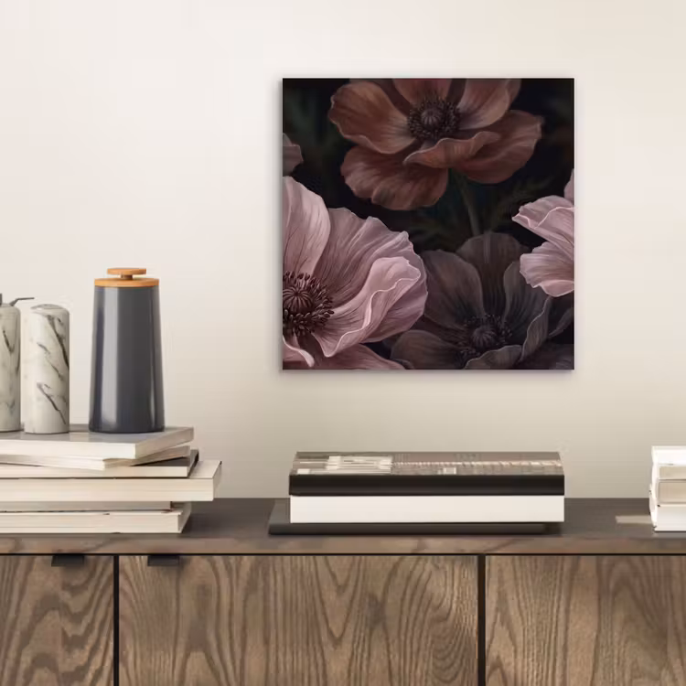 Bloemen - Natuur - Roze - Donker - Modern aluminium wit klein -sfeer1