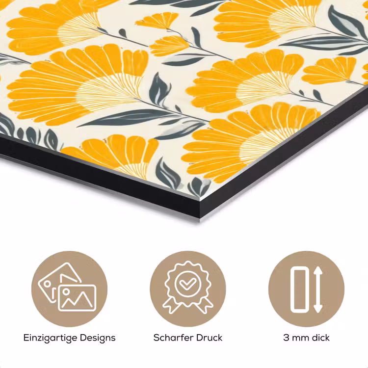 Bloemen - Retro - Botanisch - Okergeel - Grijs aluminium wit klein 46 -closeup_DE