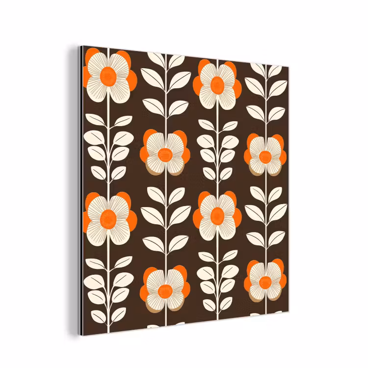 Bloemen - Retro - Bruin aluminium wit klein 46 -3d