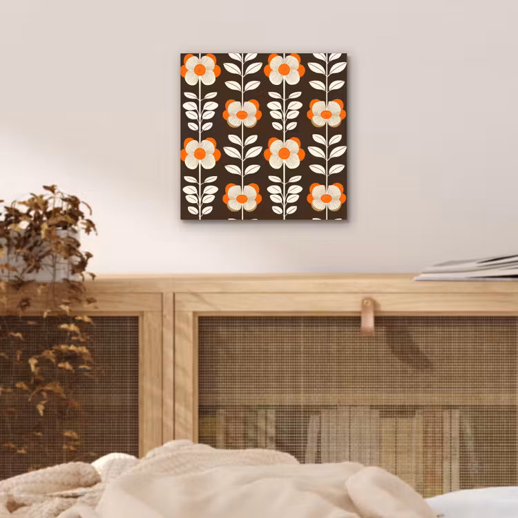 Bloemen - Retro - Bruin aluminium wit klein 46 -sfeer3