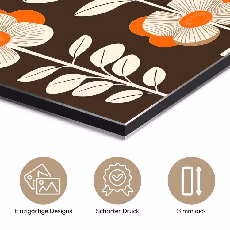 Bloemen - Retro - Bruin aluminium wit klein 46 -closeup_DE
