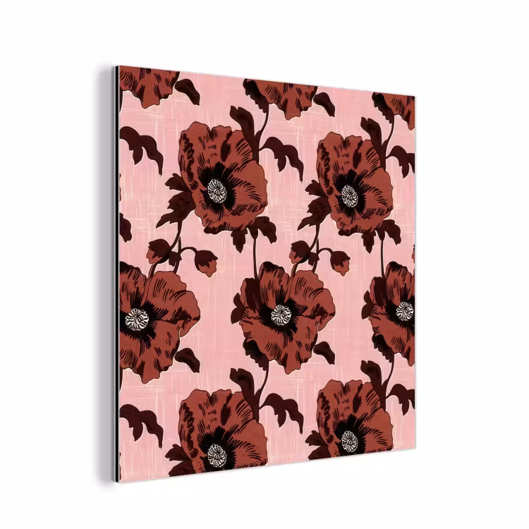 Bloemen - Retro - Rood aluminium wit klein 46 -3d