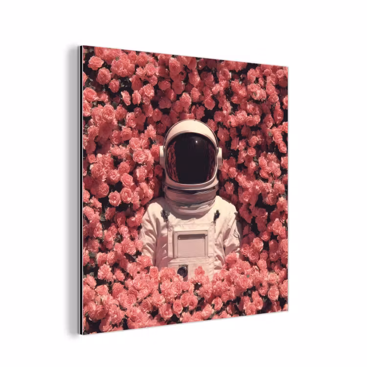 Bloemen - Roze - Astronaut aluminium wit klein -3d