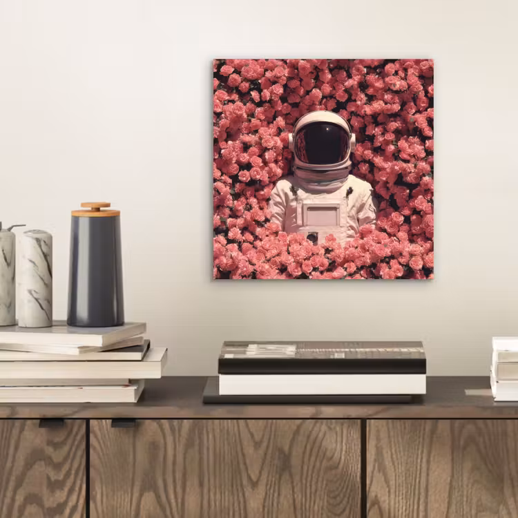 Bloemen - Roze - Astronaut aluminium wit klein -sfeer1
