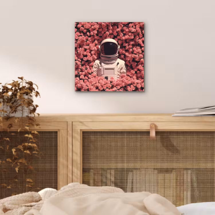 Bloemen - Roze - Astronaut aluminium wit klein -sfeer3