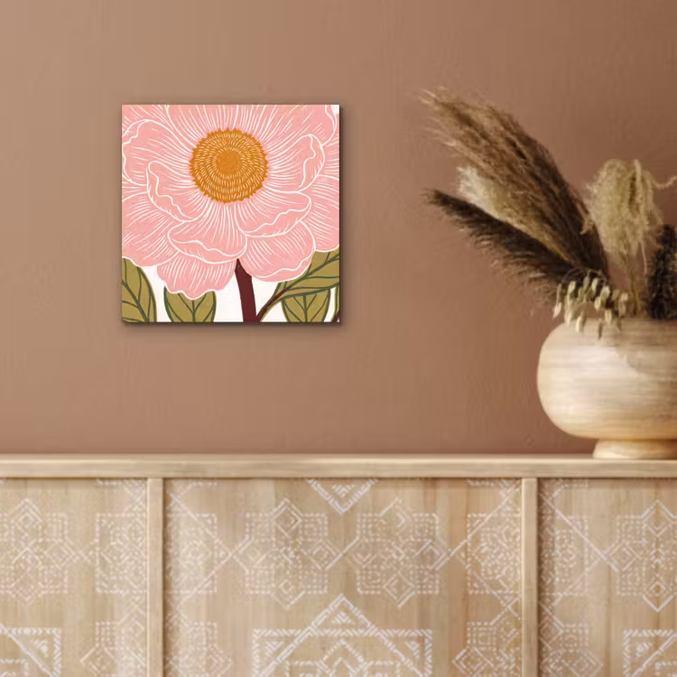 Alu-Dibond-Bild - Blumen – Rosa – Illustration - Bloemen - Roze - Illustratie aluminium wit klein