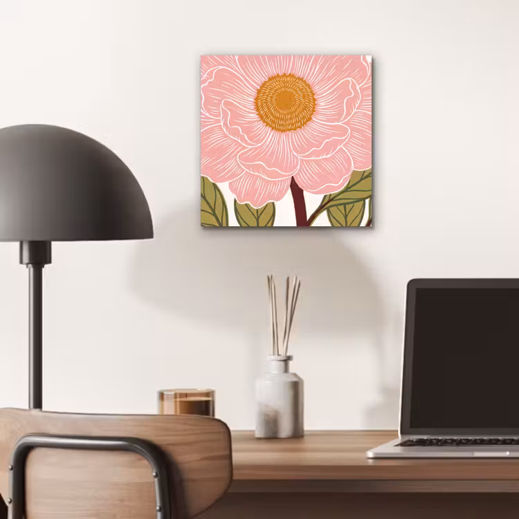 Alu-Dibond-Bild - Blumen – Rosa – Illustration - Bloemen - Roze - Illustratie aluminium wit klein