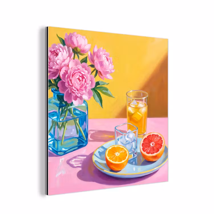 Alu-Dibond-Bild - Blumen – Rosa – Modern - Bloemen - Roze - Modern aluminium wit klein