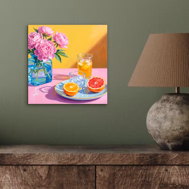 Alu-Dibond-Bild - Blumen – Rosa – Modern - Bloemen - Roze - Modern aluminium wit klein