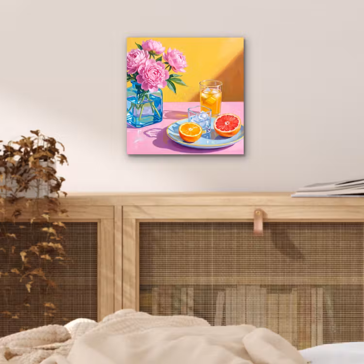 Alu-Dibond-Bild - Blumen – Rosa – Modern - Bloemen - Roze - Modern aluminium wit klein