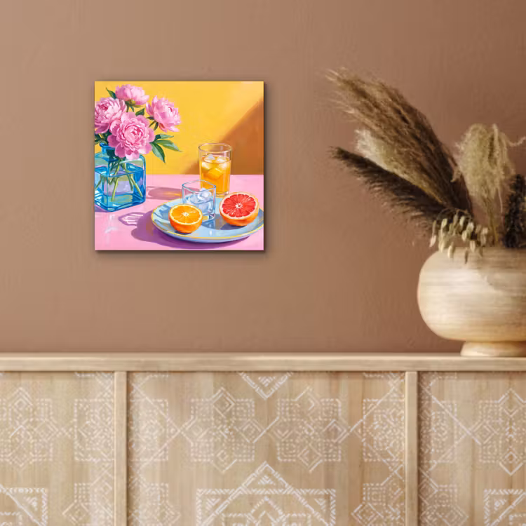 Alu-Dibond-Bild - Blumen – Rosa – Modern - Bloemen - Roze - Modern aluminium wit klein