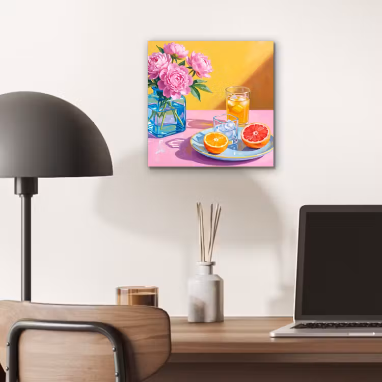 Alu-Dibond-Bild - Blumen – Rosa – Modern - Bloemen - Roze - Modern aluminium wit klein