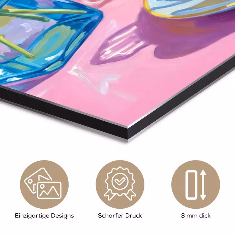 Alu-Dibond-Bild - Blumen – Rosa – Modern - Bloemen - Roze - Modern aluminium wit klein