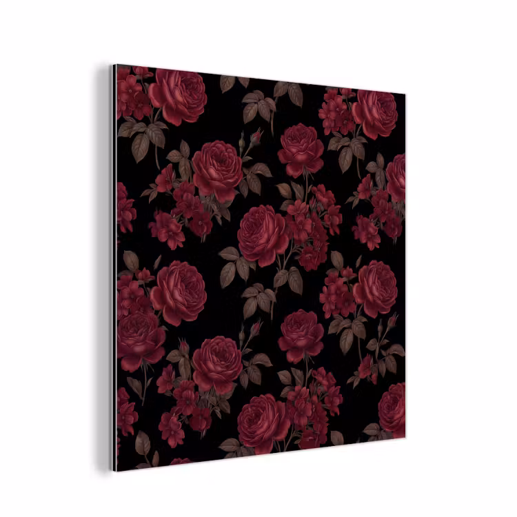 Bloemen - Roos - Patroon - Klassiek - Rood aluminium wit klein -3d