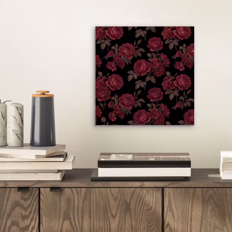 Bloemen - Roos - Patroon - Klassiek - Rood aluminium wit klein -sfeer1