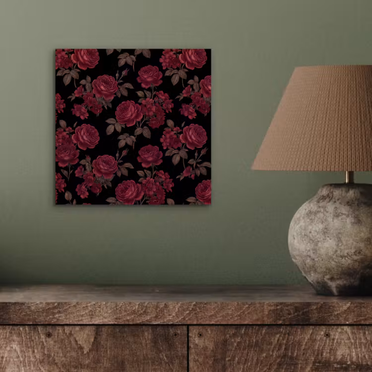 Bloemen - Roos - Patroon - Klassiek - Rood aluminium wit klein -sfeer2