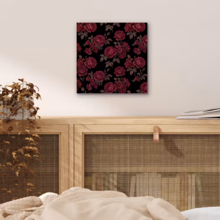 Bloemen - Roos - Patroon - Klassiek - Rood aluminium wit klein -sfeer3