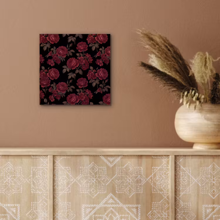 Bloemen - Roos - Patroon - Klassiek - Rood aluminium wit klein -sfeer4