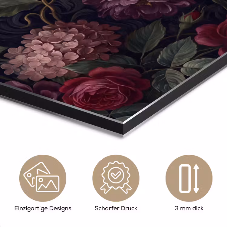 Bloemen - Rood - Klassiek - Donker - Patroon aluminium wit klein -closeup_DE