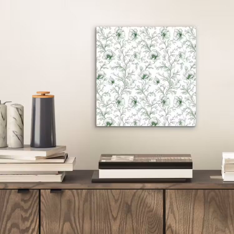 Bloemen - Getekend - Groen aluminium wit klein 46 -sfeer1