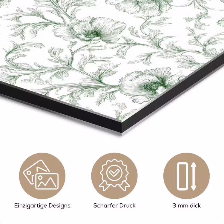 Bloemen - Getekend - Groen aluminium wit klein 46 -closeup_DE