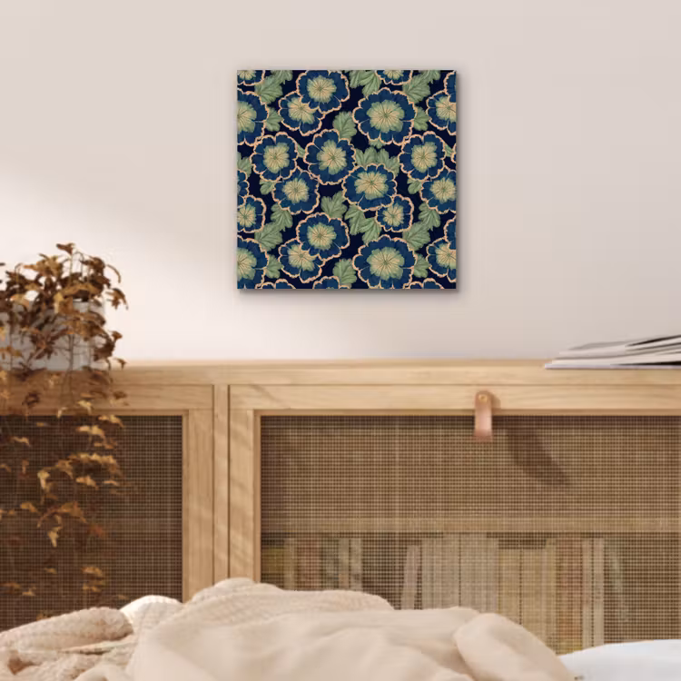 Bloemen - Borduurwerk - Patroon - Blauw - Groen aluminium wit klein 46 -sfeer3