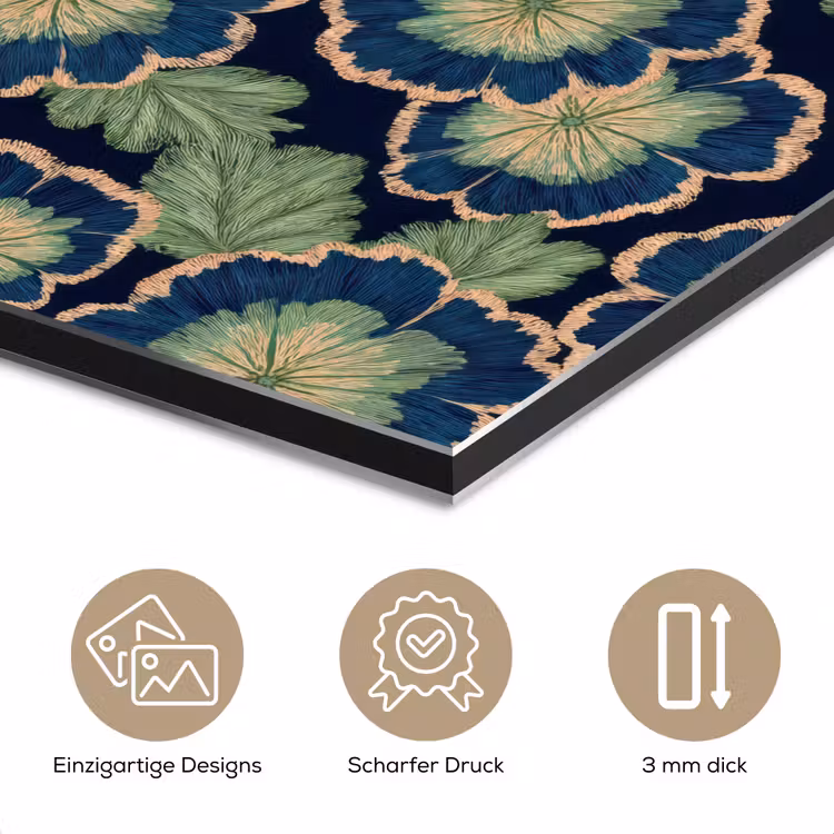 Bloemen - Borduurwerk - Patroon - Blauw - Groen aluminium wit klein 46 -closeup_DE