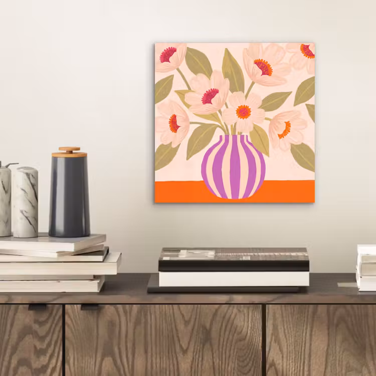 Bloemen - Vaas - Abstract - Paars - Oranje aluminium wit klein -sfeer1