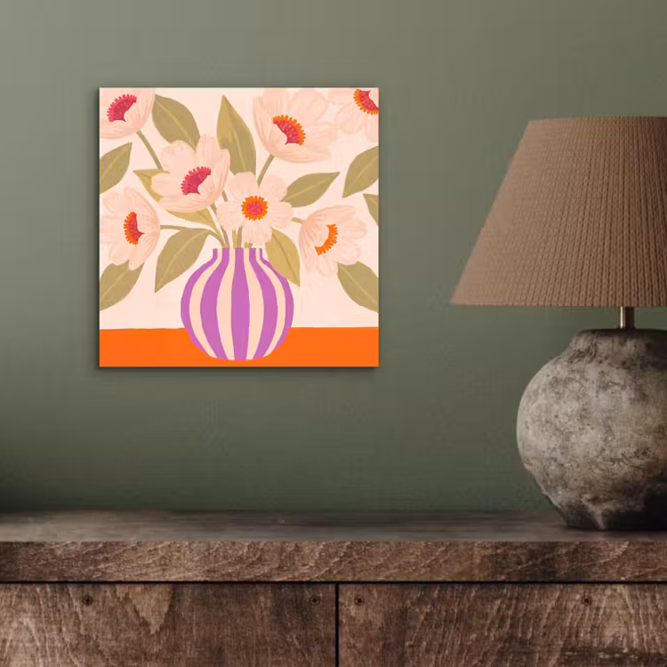Bloemen - Vaas - Abstract - Paars - Oranje aluminium wit klein -sfeer2
