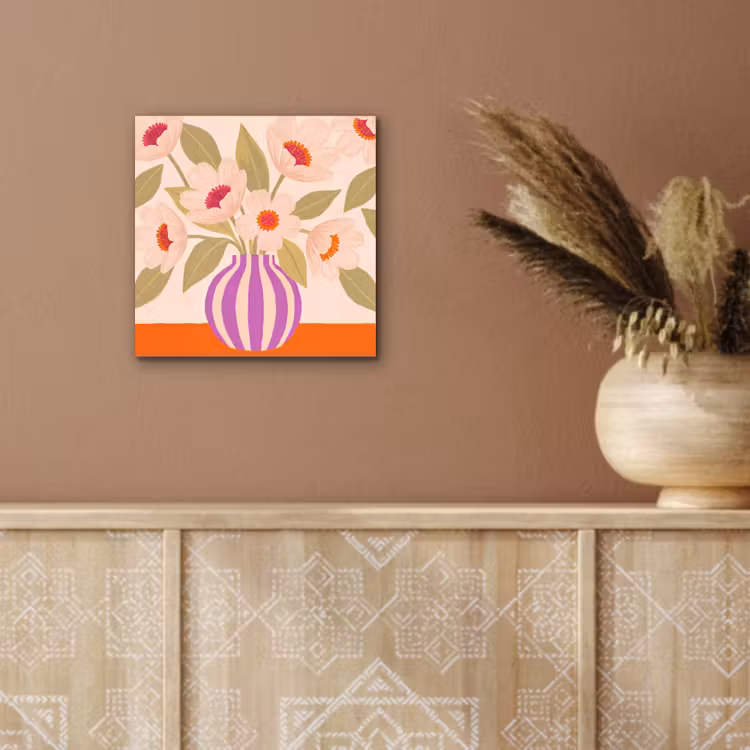 Bloemen - Vaas - Abstract - Paars - Oranje aluminium wit klein -sfeer4
