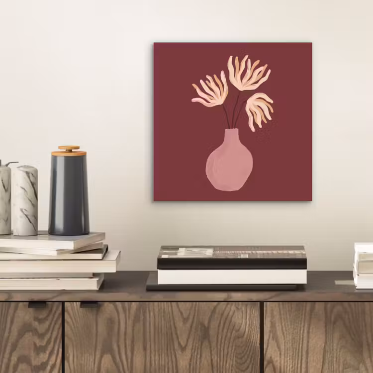 Bloemen - Vaas - Abstract - Modern - Aardetinten aluminium wit klein -sfeer1