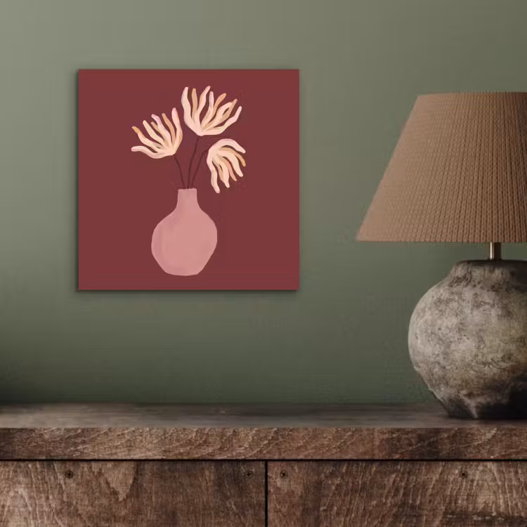 Bloemen - Vaas - Abstract - Modern - Aardetinten aluminium wit klein -sfeer2