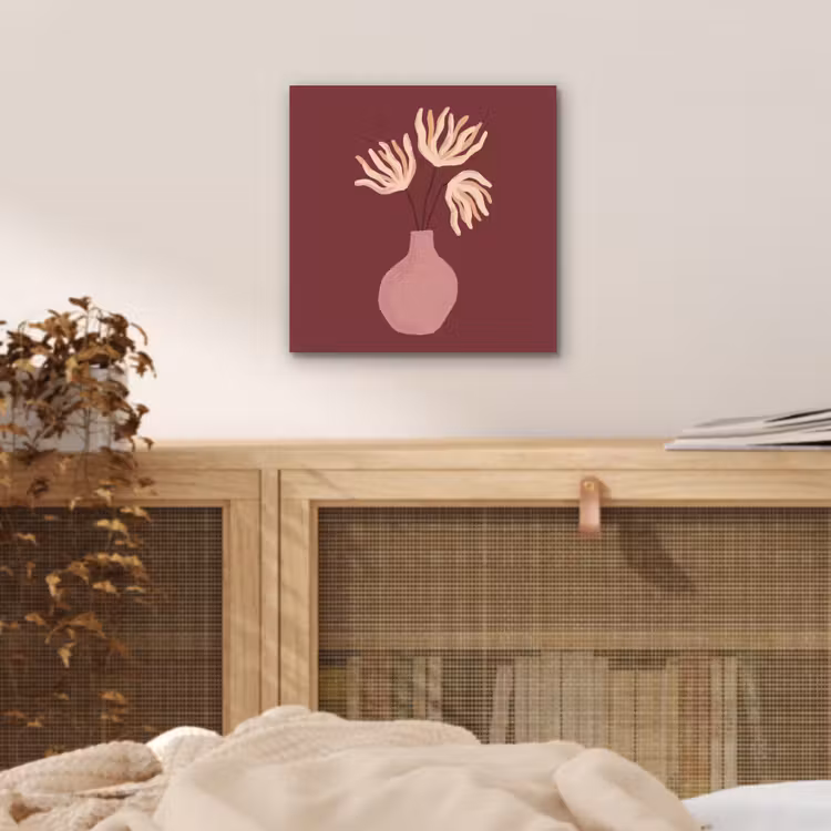 Bloemen - Vaas - Abstract - Modern - Aardetinten aluminium wit klein -sfeer3