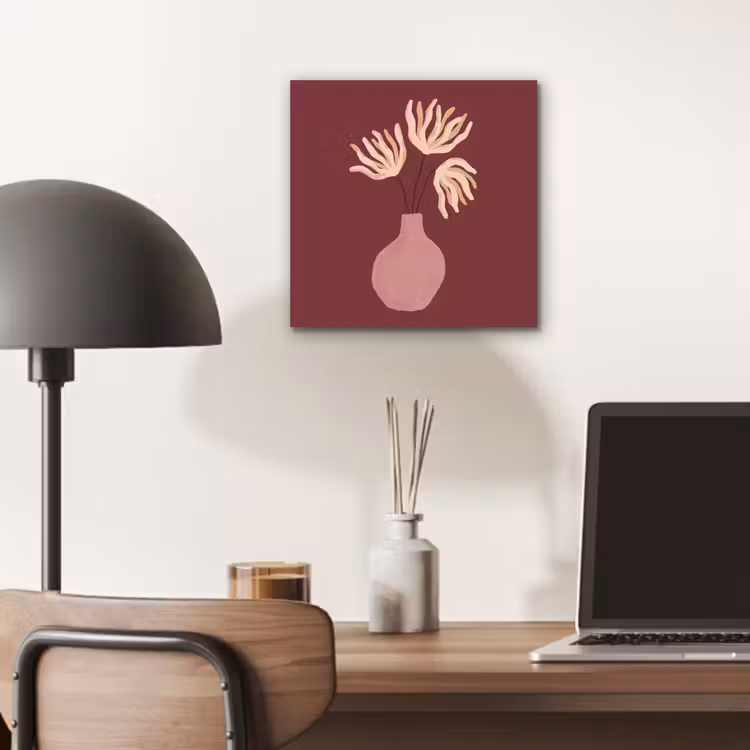 Bloemen - Vaas - Abstract - Modern - Aardetinten aluminium wit klein -sfeer5