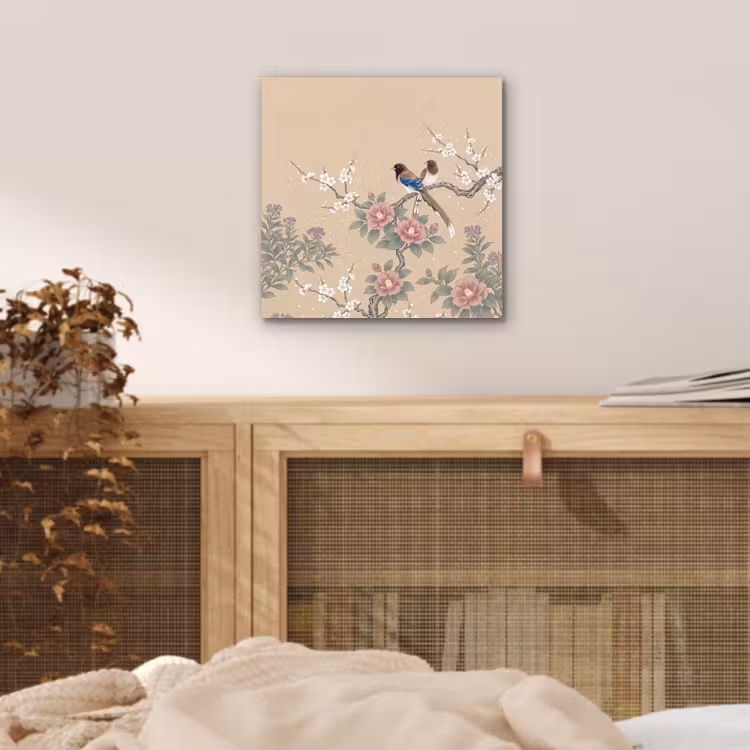 Bloemen - Vogels - Bloemen aluminium wit klein -sfeer3