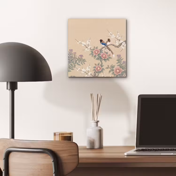 Bloemen - Vogels - Bloemen aluminium wit klein -sfeer5
