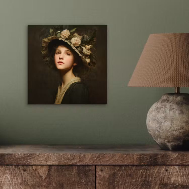 Bloemenhoed - Portret - Vrouw aluminium wit klein -sfeer2