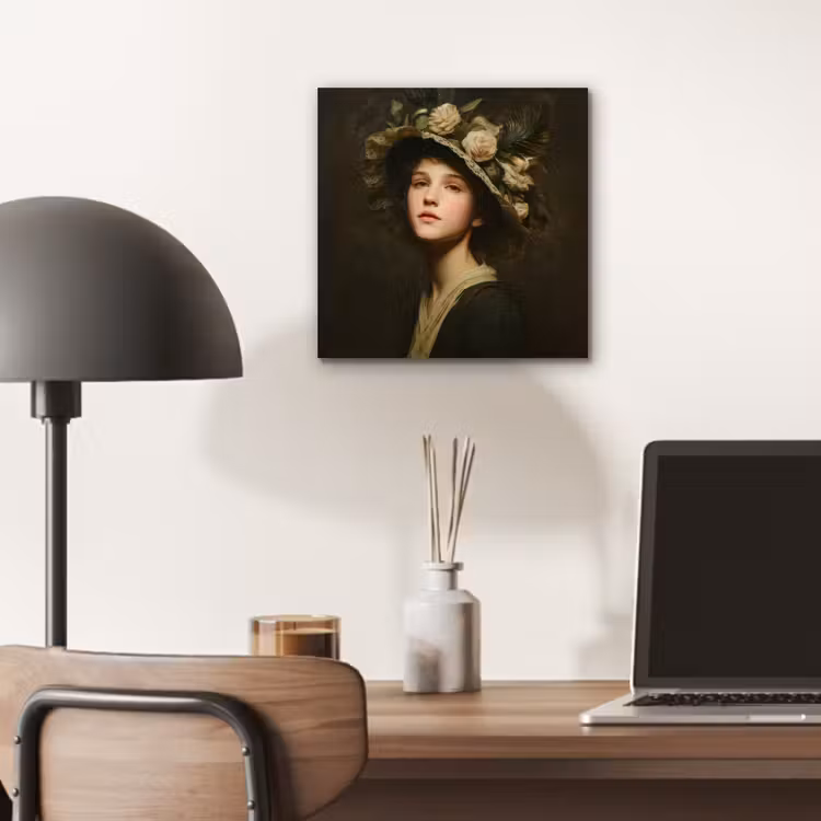 Bloemenhoed - Portret - Vrouw aluminium wit klein -sfeer5