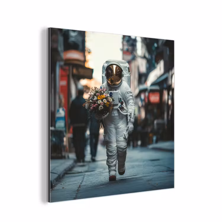 Boeket - Bloemen - Kleurrijk - Astronaut aluminium wit klein -3d