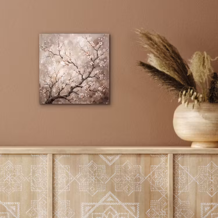 Bloesem - Takken - Schilderij - Beige - Serene aluminium wit klein -sfeer4