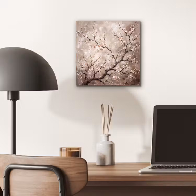 Bloesem - Takken - Schilderij - Beige - Serene aluminium wit klein -sfeer5