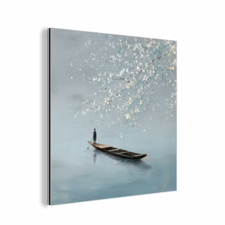 Bloesems - Minimalistisch - Wateroppervlak - Boot aluminium wit klein -3d