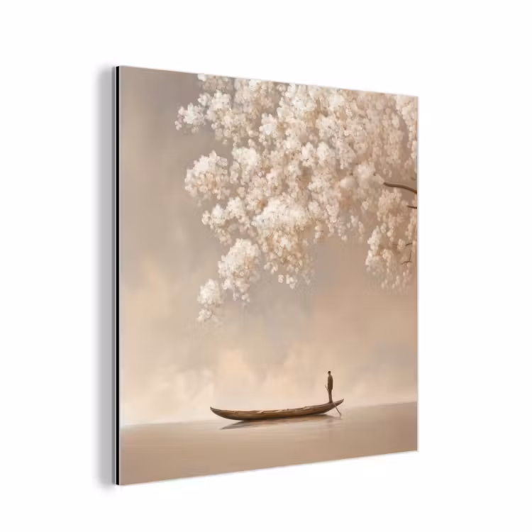 Bloesems - Wit - Boot - Minimalistisch aluminium wit klein -3d