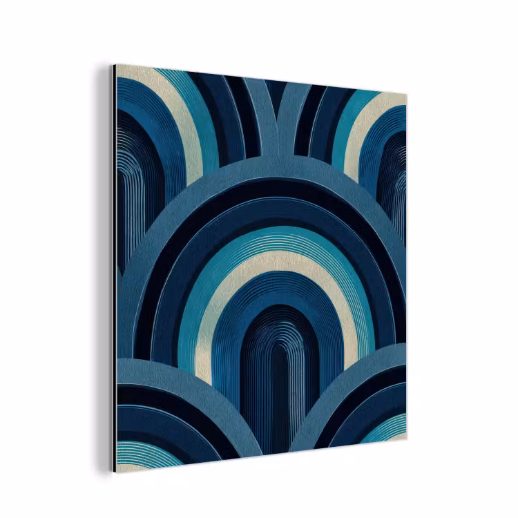 Bogen - Geometrisch - Patroon - Blauw - Retro aluminium wit klein 46 -3d