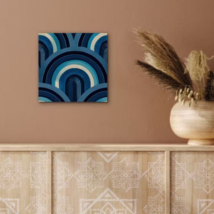 Bogen - Geometrisch - Patroon - Blauw - Retro aluminium wit klein 46 -sfeer4