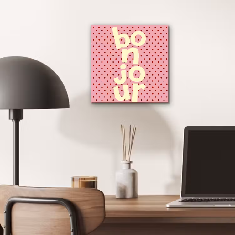 Bonjour - Stippen - Roze- Geel aluminium wit klein -sfeer5