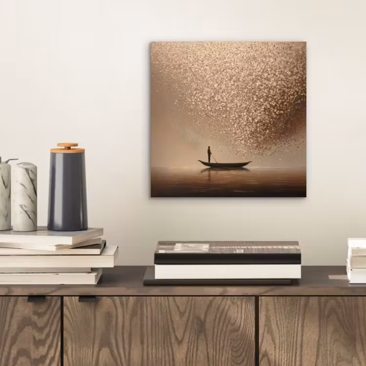 Bootje - Blaadjes - Goud - Water aluminium wit klein -sfeer1