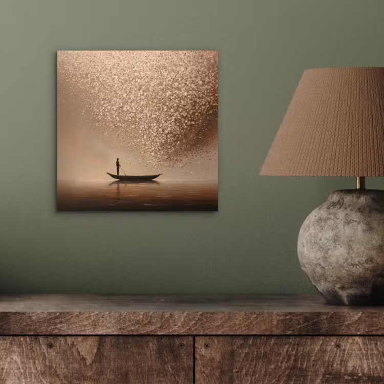Bootje - Blaadjes - Goud - Water aluminium wit klein -sfeer2